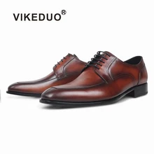 VIKEDUO Stylish Formal Dress Shoes For Men Genuine Leather Handmade Derby Shoes Wedding Office Brown Shoes Mans Footwear Zapatos цена VIKEDUO Stylish Formal Dress Shoes For Men Genuine Leather Handmade Derby Shoes Wedding Office Brown Shoes Mans Footwear Zapatos цены онлайн