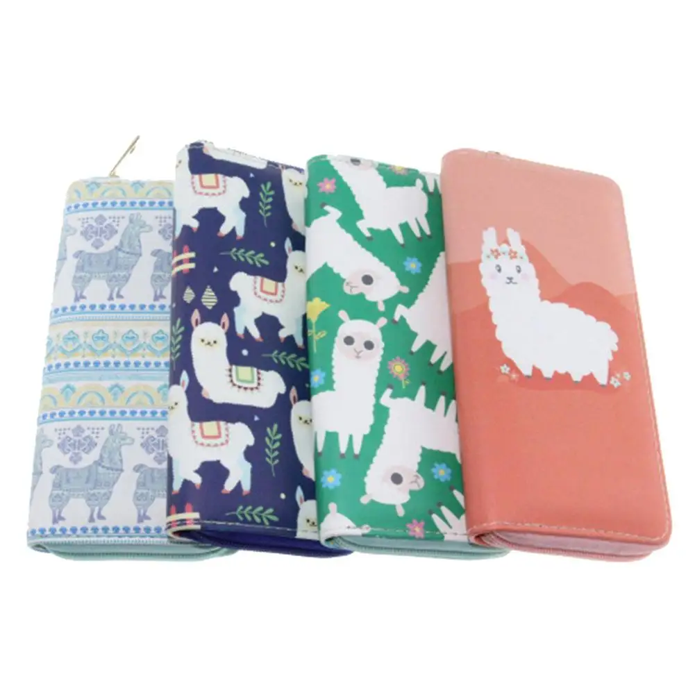 

Cartoon Alpaca Women Leather Long Wallet Zipper Clutch Card Holder Purse