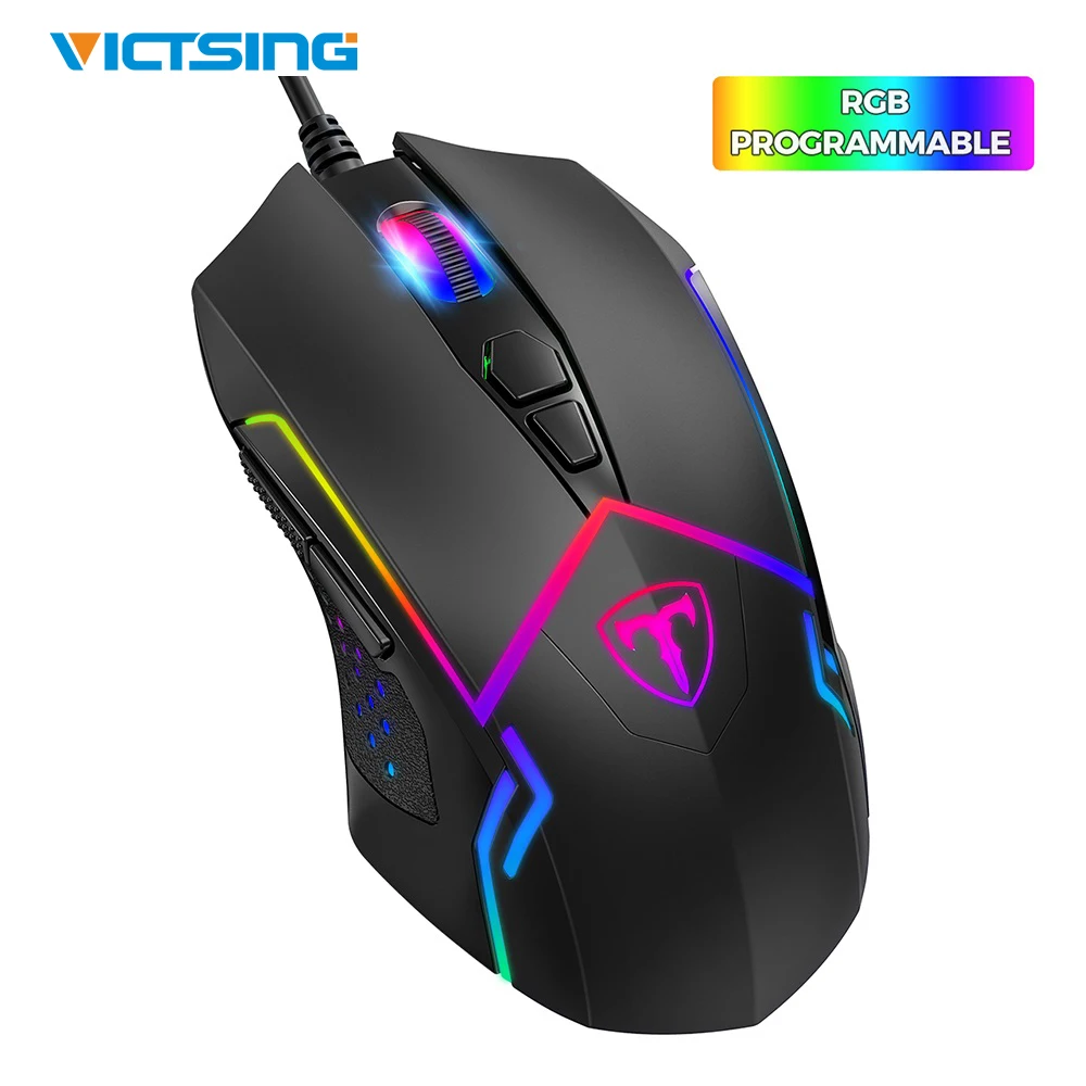 VicTsing игровая мышь Проводная RGB Backlitght мышь 7 программируемых кнопок PC233 USB Компьютерные Мыши для ПК с Windows XP/7/8/10