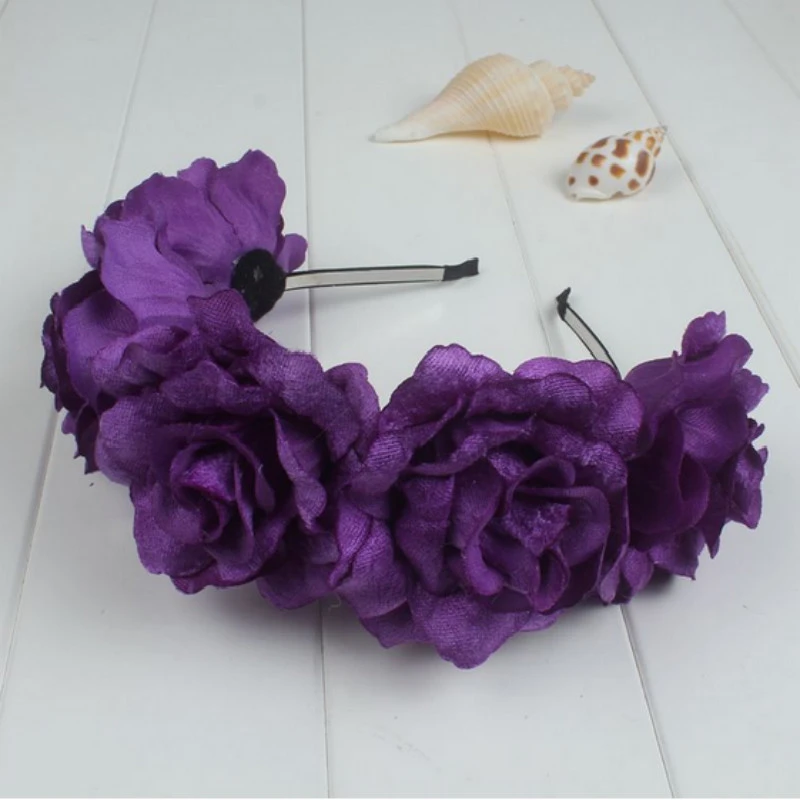 Purple Black Pink Fake Silk Flower Rose Hair Accessories Artificial Flowers Hair Bands Beach Wedding Bridal Floral Hair Clip Floral Hair Clip Hair Cliprose Hair Accessories Aliexpress