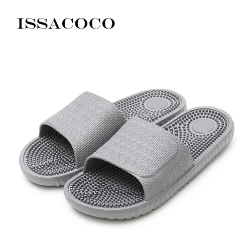 ISSACOCO 남성용 플랫 실내 마사지 슬리퍼, 가정용 미끄럼 방지 마사지 슬리퍼, 비치 플립 플롭 2