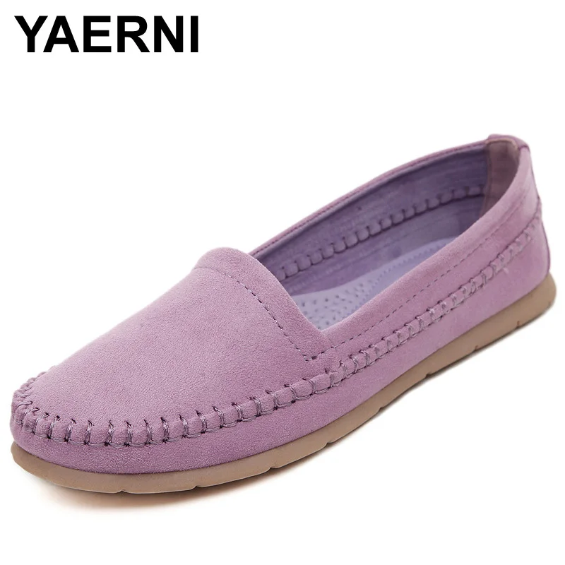 Женские мягкие лоферы из флока YAERNI дышащие слипоны на плоской подошве