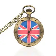 Старинные карманные часы Union Jack британский флаг дизайн кварцевые карманные часы ожерелье цепочка уникальные часы подарок Flover LL@ 17