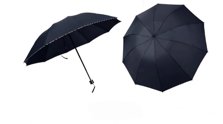 2019 New Fully-automatic Three Folding Male Commercial Compact Large Strong Frame Windproof 10Ribs Gentle Black Umbrellas (15)