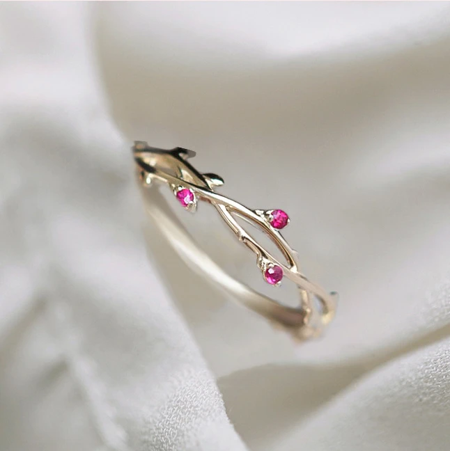 

Hot Fashion Adjustable Rings Gold Color &Silver Plated Rose Flower Leaves and Branches Finger Rings For Women Jewelry Wedding
