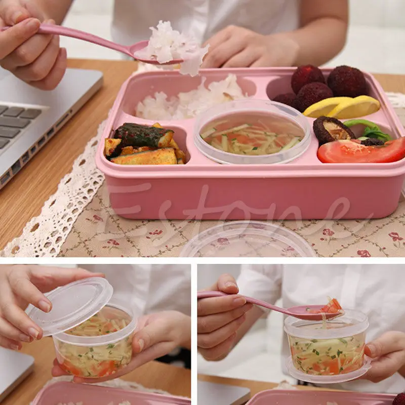 Микроволновый Bento ланч бокс+ ложка посуда для пикника еда контейнер для хранения Sep25