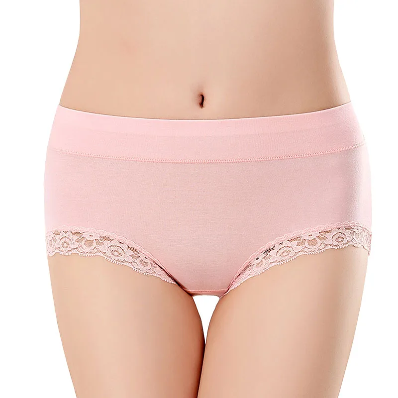 

3Pcs/Pack Sexy Cotton Briefs Lace Panty For Woman's Panties Underwear Mid-Rise Brief Female Lingerie Plus Size M-L-XL Maidy