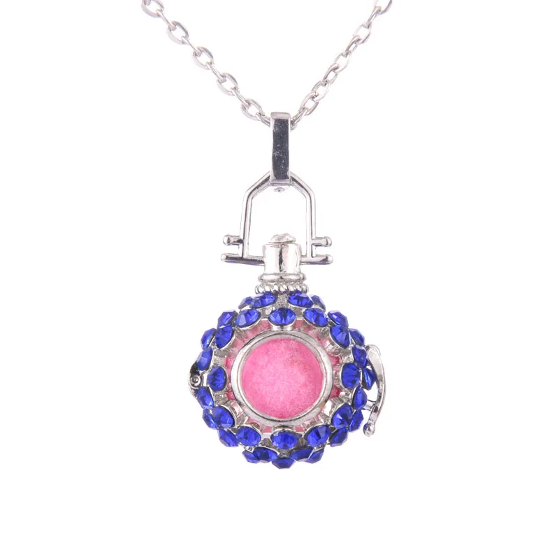 Rhinestone Mexico Ball Aromatherapy Jewelry Essential Oil Diffuser Necklace Pregnancy Lockets Pendant Necklace Pregnancy Balls - Окраска металла: N2335-BLUE