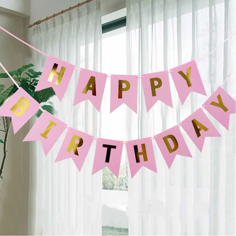 Dovetail Shape Happy Birthday Banner Garland Hanging Photo Props