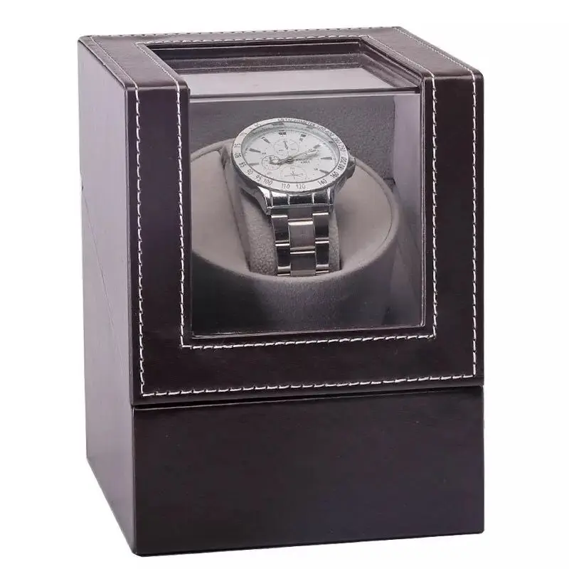 

Automatic Mechanical Watch Winder Watch Box Leather Holder Display Brown Mini High Class Motor Shaker Watch Jewelry Box New 2019