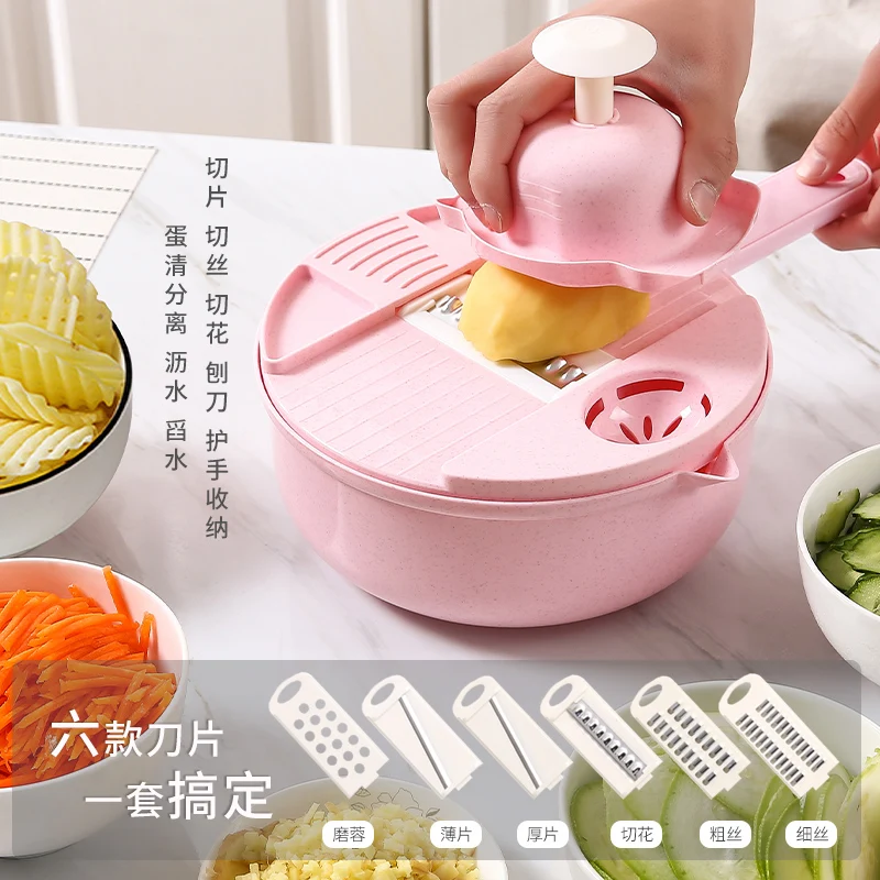 

Mandoline Slicer Vegetable Slicer Potato Peeler Carrot Onion Grater with Strainer Vegetable Cutter 12 in 1 Kitchen Accessories