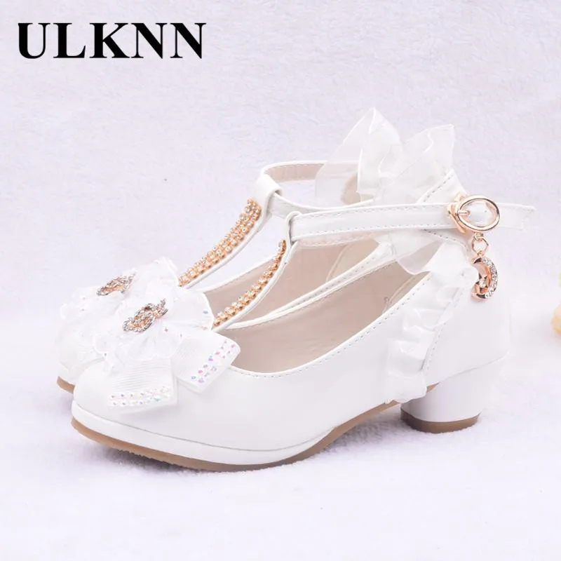 Children Party Leather Shoes Girls PU Low Heel Lace Flower Kids Shoes For Girls Single Dance Dress shoe White Pink leather shoes girls shoes