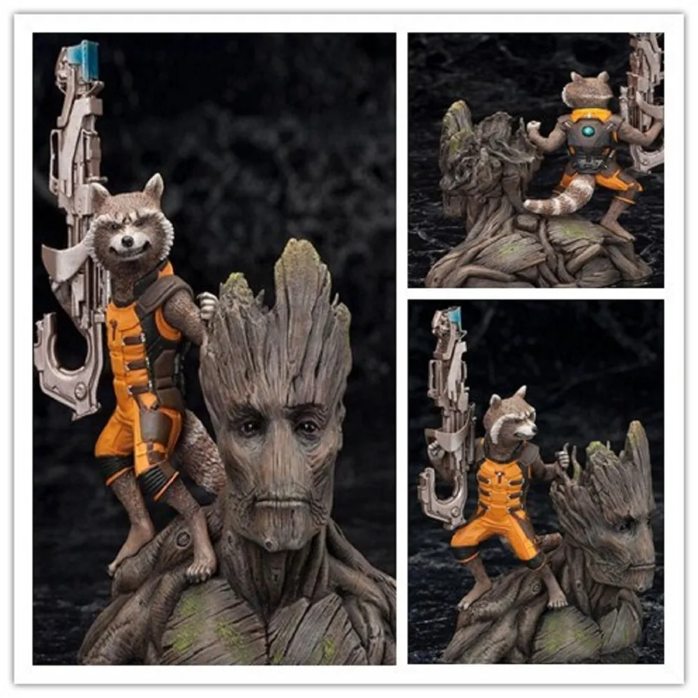 

1/10 Scale Marvel Guardians of the Galaxy Tree Man & Rocket Raccoon PVC Action Figure treeman Collectible Model Toy 14CM