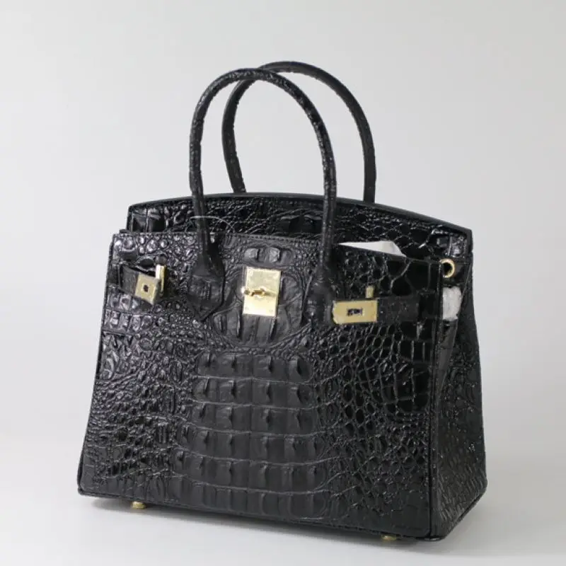 Tote freier blau Leder Raum Tasche himmel Neue Schulter Krokodil Echtem brown Mode Frauen schwarzes Beutel Rindsleder 9316 Damen Patten Handtaschen grau Beige gold blau Bag Messenger 2019 fgPqn1w