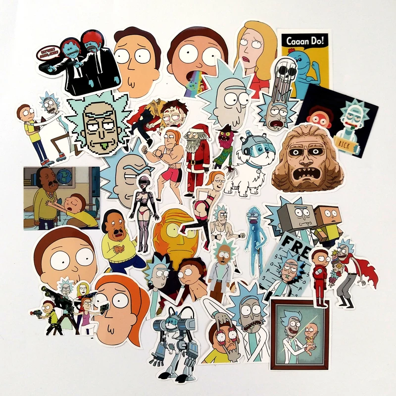 35Pcs lot American Drama Rick and Morty Funny Sticker Decal For Car Laptop Bicycle Motorcycle Notebook
