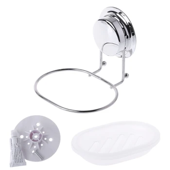

1 SET Soap Dish with Rack Holder Stainless Steel Suction Cup Soap Dish Sponge Holder Shower Bathroom Kitchen Set