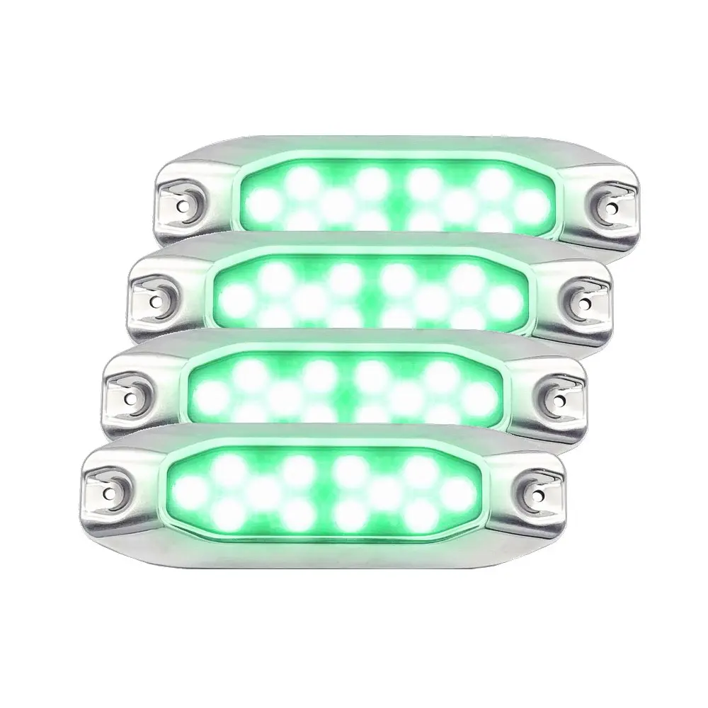 

4PCS Pack 10-30VDC Multi-Voltage 7" Surface Mount Green LED Fishing Light Bait Attract Squid Lamp