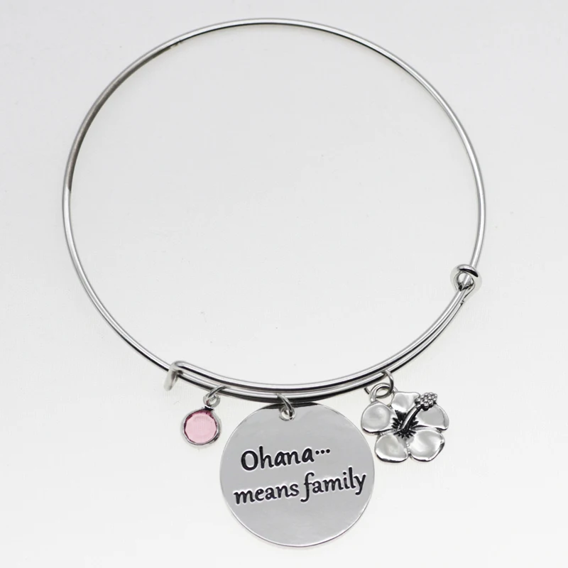 

Letter Bangle Ohana means family Flower Bracelet Women' Jewelry with Crystal YP3159