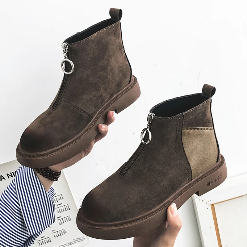

Moxxy Zipper Martin Boots Woman Warm Winter Women Shoes Ankle Boots Nubuck Soft Rubber Boots Platform Shoes Woman botas mujer