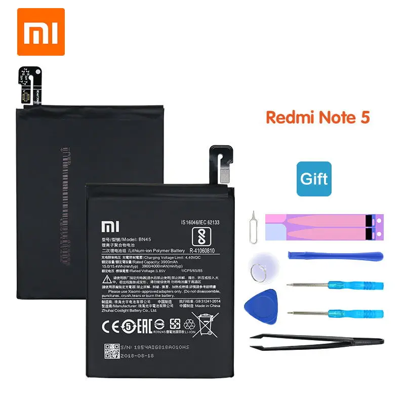 

Original Xiao Mi BN45 Replacement Battery For Xiaomi Redmi Note 5 Phone Battery Capacity 4000mAh With Battery Tools