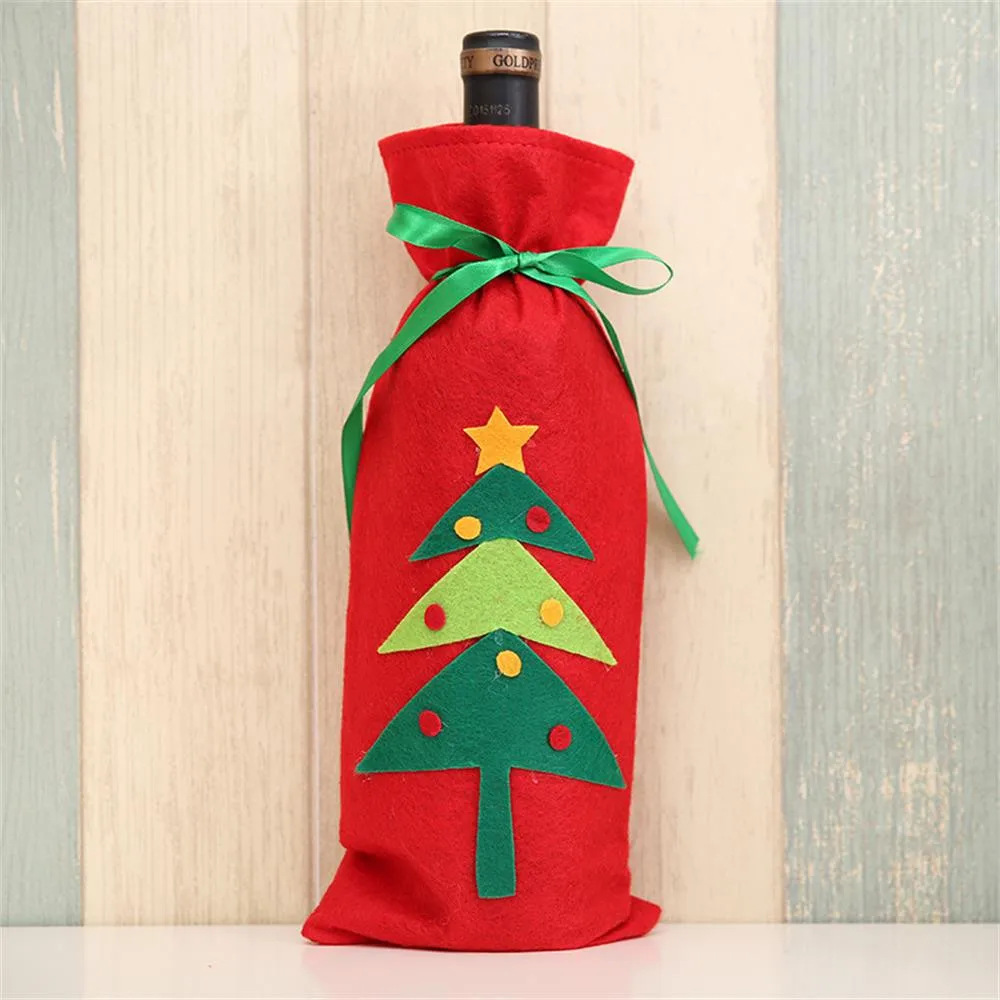 Крышка для бутылки с красным вином сумки украшения дома вечерние Санта Клаус Рождество