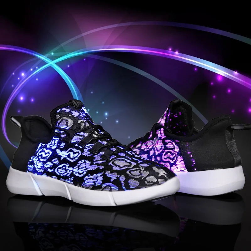 Luminous Glowing Shoes USB Recharge Led Fiber Optic Light Up Sport Unisex Shoes
