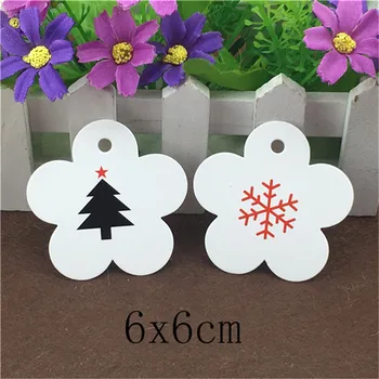 

100pcs/lot Christmas Product Tag For Christmas Gift Box Candy Cake Jewelry With Smile Tree And Snowflake DIY Labels
