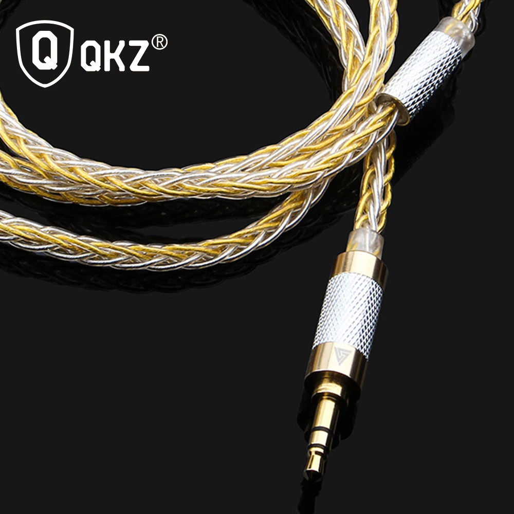 Обновленный кабель для наушников QKZ 0 75 мм 8 ядер посеребренный 3 5 дюйма улучшенный