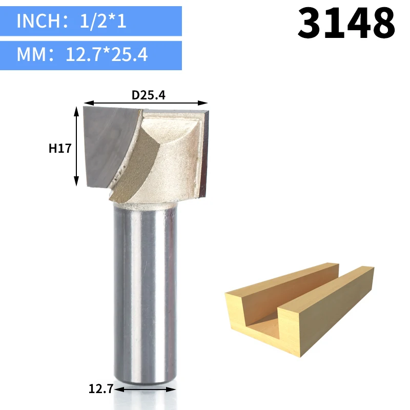 HUHAO 1pcs 1/2" Shank CNC Cleaning bottom router bit Woodworking Tools two Flute endmill router bits for wood cutting tools - Длина режущей кромки: 3148