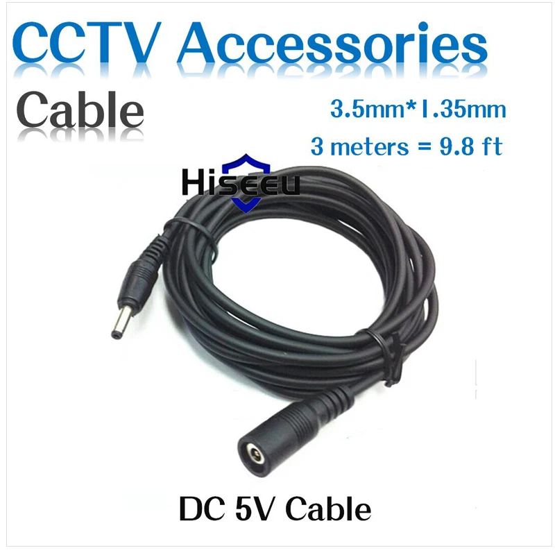 

DC5V 3m Power Extension Cable 10ft 3meters DC 5V Extension Power Cable 3.5*1.35 for Smart Camera FH1