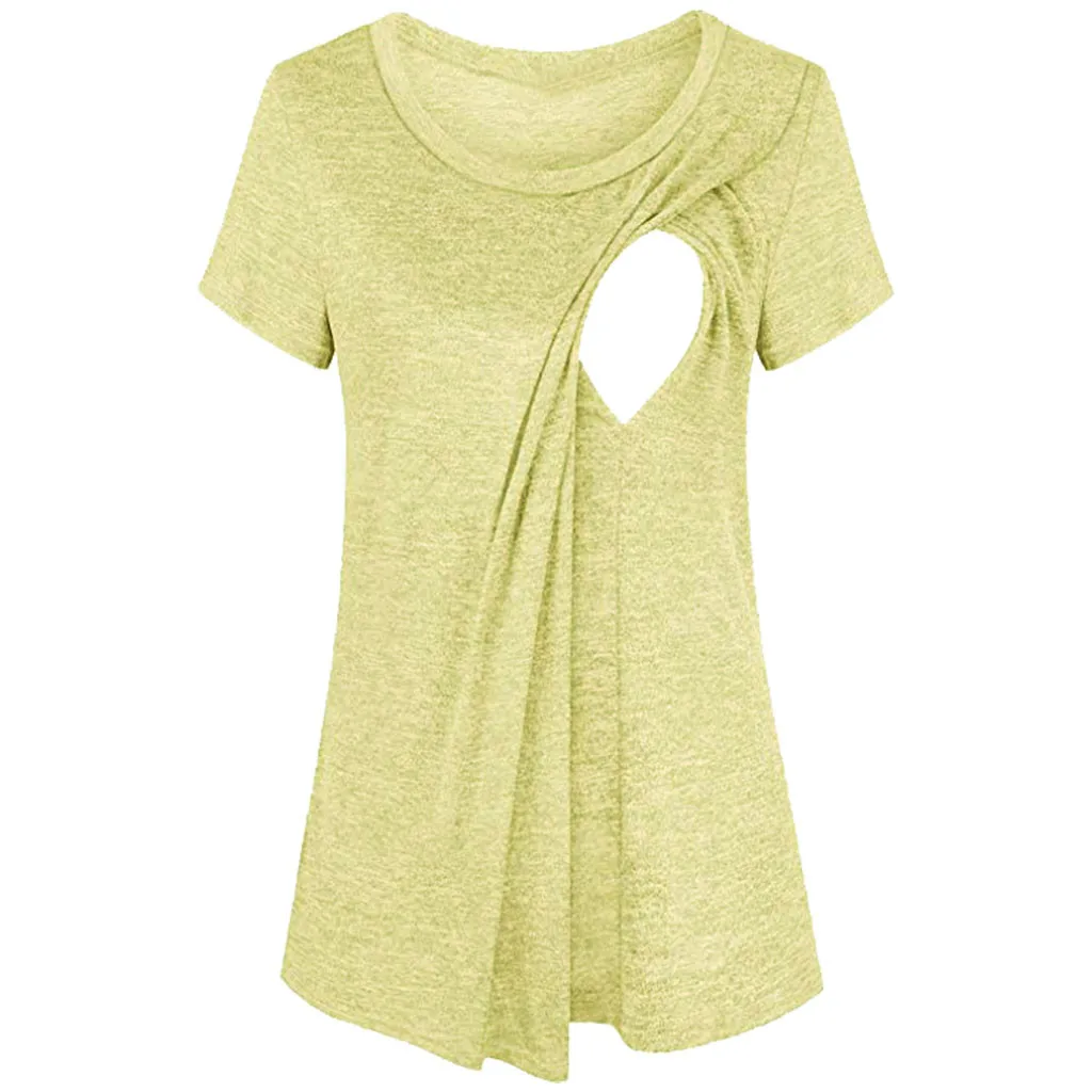 TELOTUNY Women Nursing Top maternity clothes short sleeve Breastfeeding pregnant borstvoeding breast feeding blouse j17