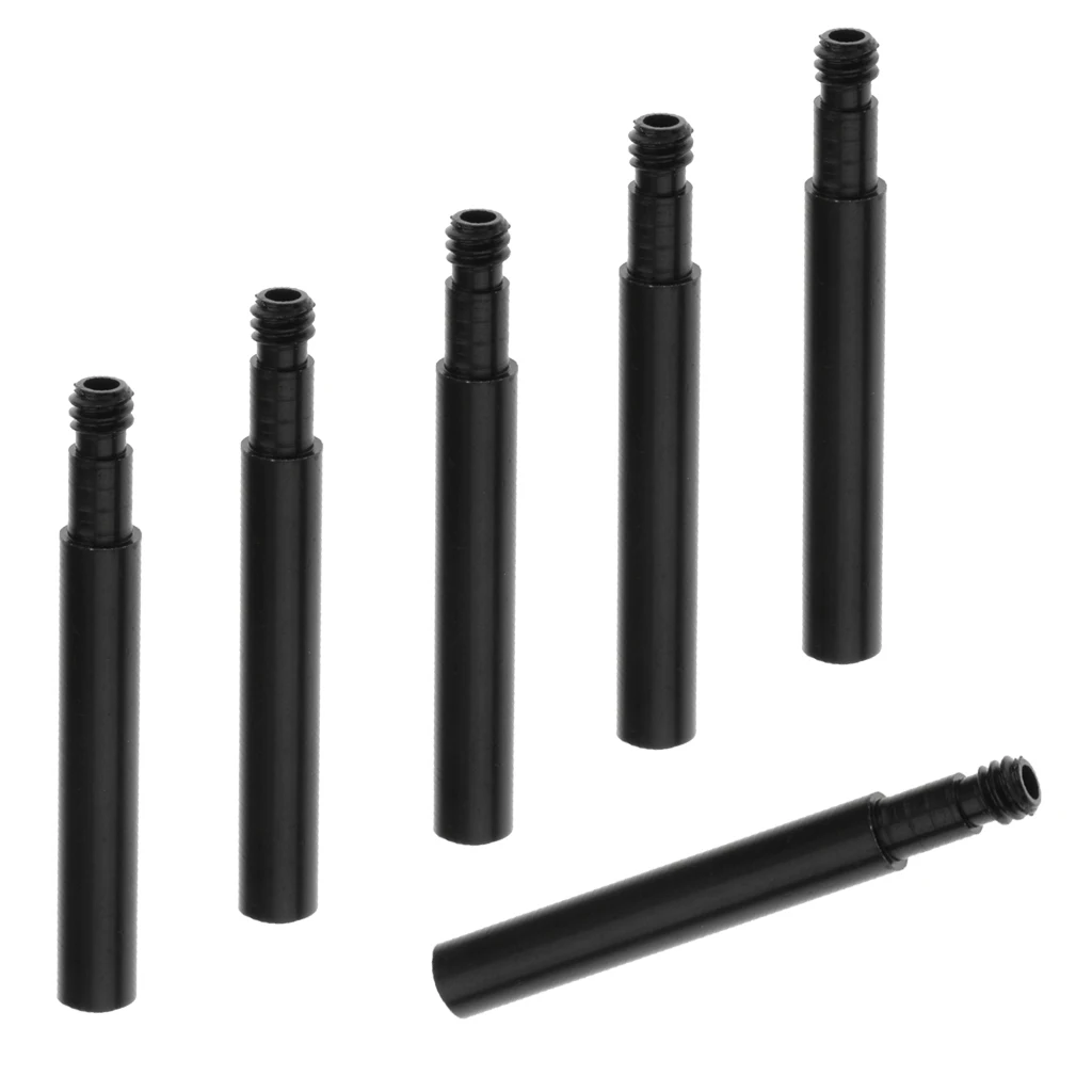 6pcs Aluminum Alloy Bike Tire Tyre Presta Valve Extensions Extender Cap 40mm Black Extensor de valvula Prolongateur de valve