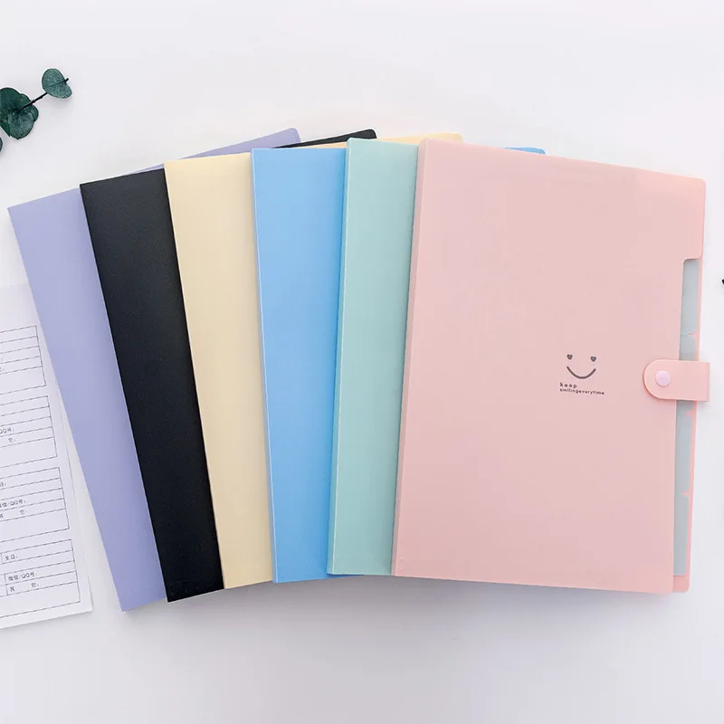 EZONE A4 папка для файлов 5 карман расширяющийся кошелек офисная папка улыбающееся лицо конфетный цвет пластиковая многофункциональная папка для хранения файлов