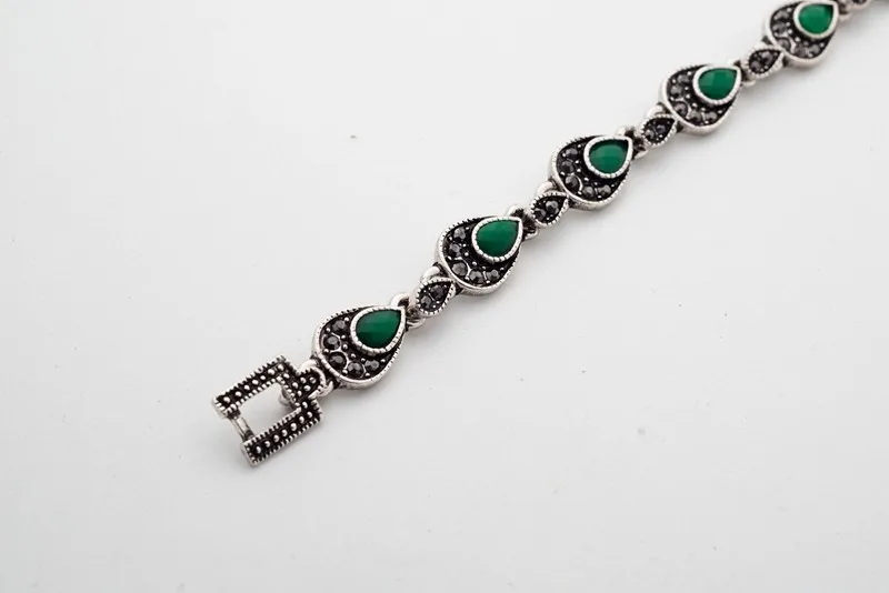 Yunkingdom Богемские Этнические украшения тибетские серебряные зеленые браслеты из смолы непальский женский подарок на год хорошее ювелирное изделие YUN0588
