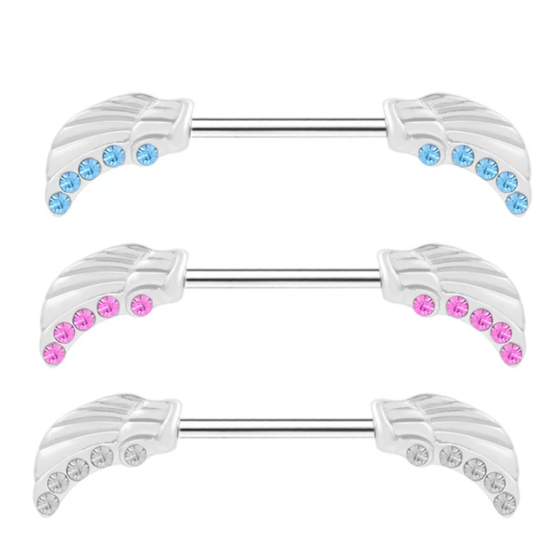 

2PCS New Fashion Style Nipple Rings Piercing Stainless Steel Vintage Wings Sexy Women Nipple Rings Jewelry Body Piercing Gift