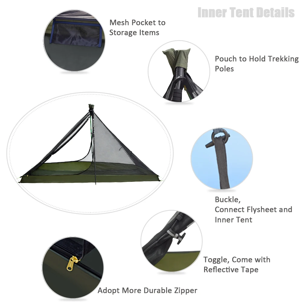 GeerTop Ultralight One Person Three Season Backpacking Tent Outdoor Camping Hiking Tourist Equipmen