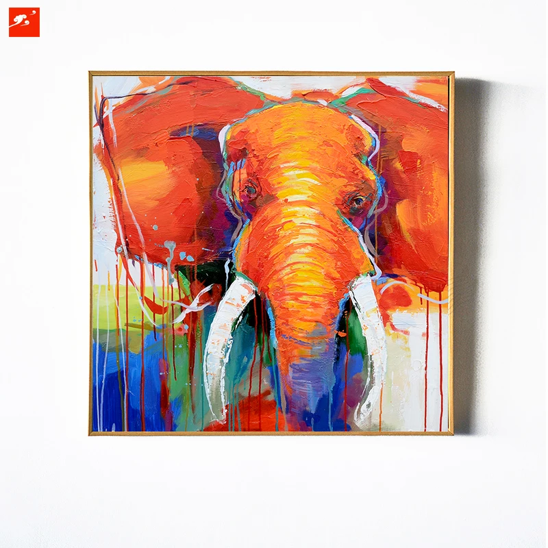 Современная Абстрактная цветная картина с изображением слона холст маслом