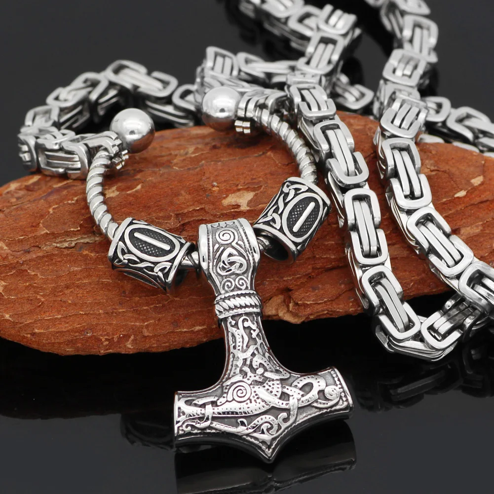 VikingCeltic скандинавский Викинг mjolnir нержавеющая сталь Тор ожерелье молоток для человека-король цепи