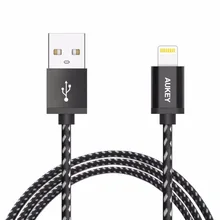 Aukey MFi Certified CB-D16 Premium Nylon Fabric USB Sync & Charging Cable For iPhone 5 5C 5S 6 6 Plus 7 7plus 7 plus iPad iPod