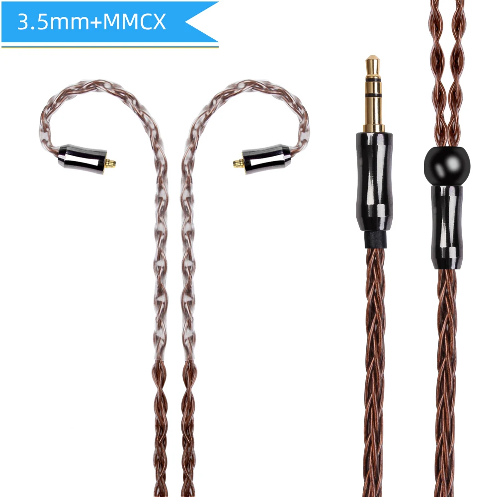 FDBRO MMCX 2Pin 8 ядро 6N монокристаллической Медь посеребренный кабель 2,5/3,5/4,4 мм балансный кабель для SE846 SE535 H2 H3 ue900 zs10 - Цвет: Bronze MMCX 3.5