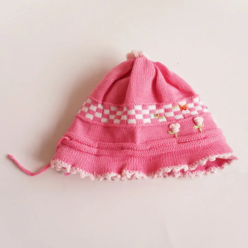 Flower Baby Girl Beanie Hat Crochet Lace Sweet Princess Cotton Cap Infant Newborn Girls Knitted Bonnet Soft for Spring Autumn (10)
