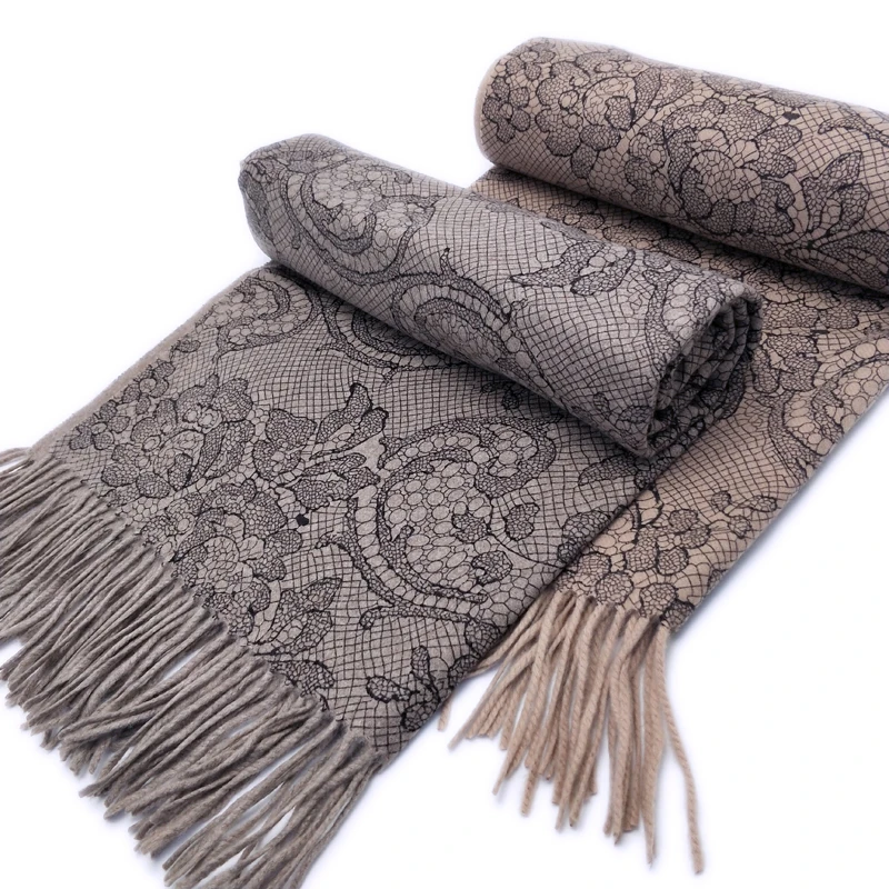 

double face color 100%cashmere women exquisite printed boutique scarves shawl pashmina 65x200cm