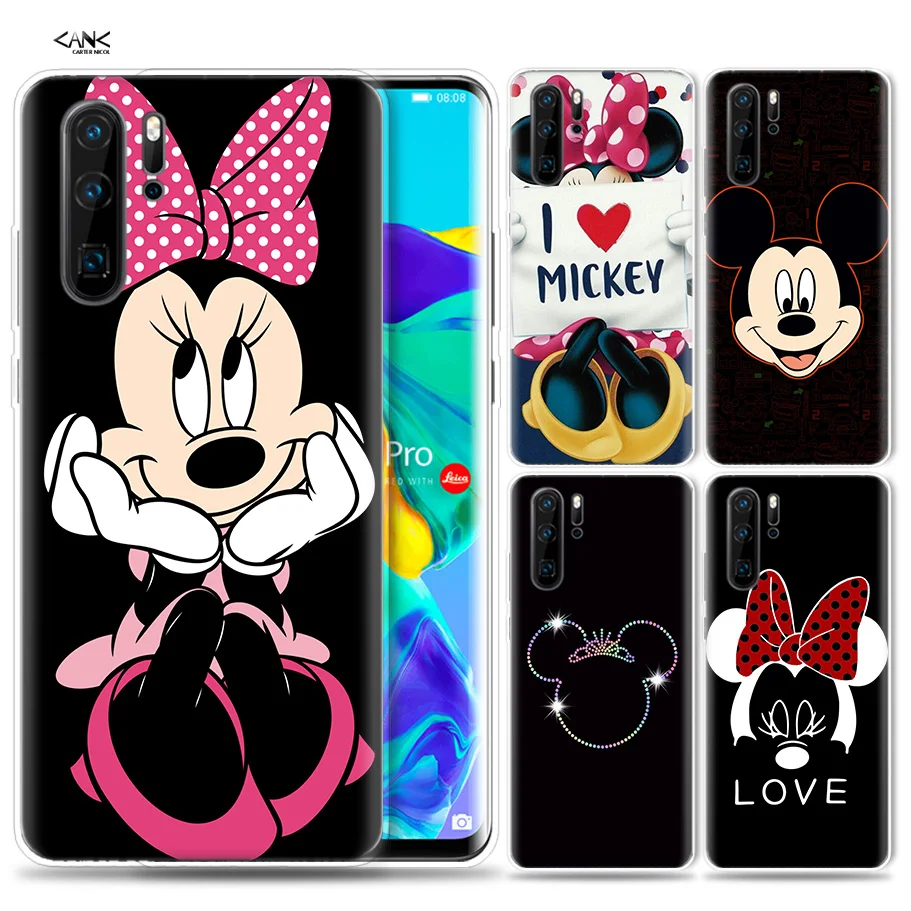 

Case for Huawei P30 P20 P10 P9 Mate 10 20 Lite Pro Mobile Cell Phone Bag P Smart Z 2019 Plus Kissing Lovers Mickey Minnie Mouse
