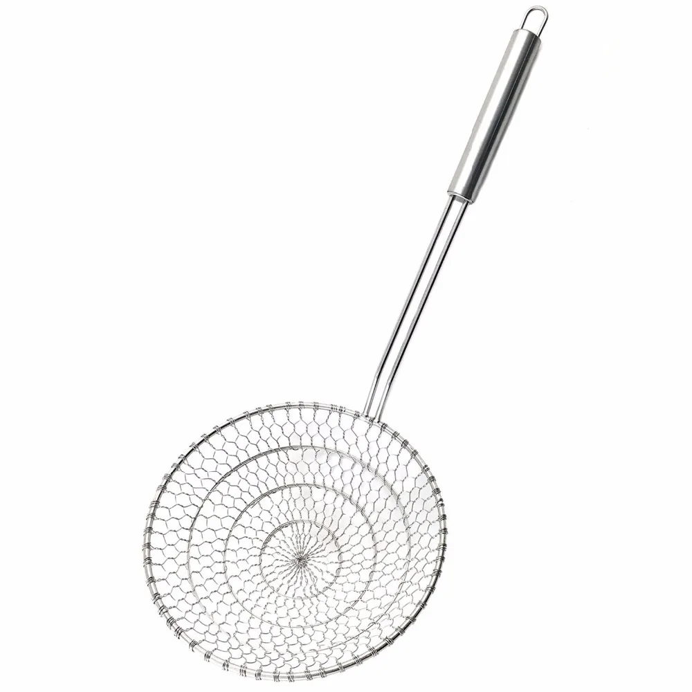 

Asian Kitchen Stainless Steel Spider Strainer Wire Skimmer with Spiral Mesh Net Colanders Mesh Ladle for Kitchen Tools