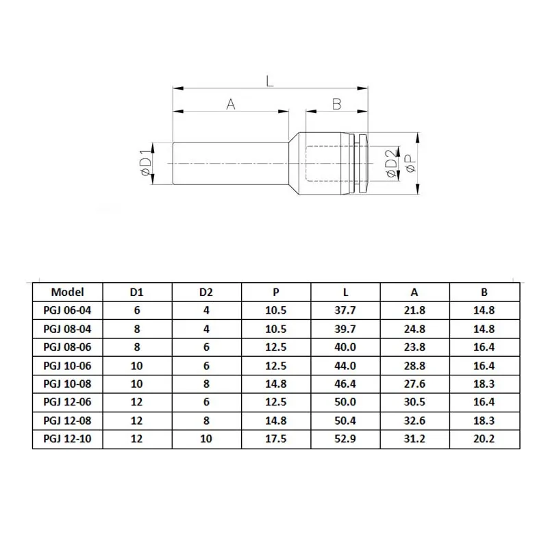 1 шт. пневматические фитинги разъем пуш-ап в редуктор PGJ 6/8/10/12 мм трубки 4/6/8/10 мм трубки