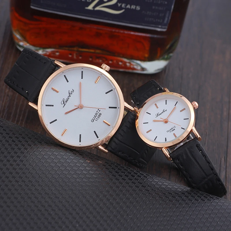 

Luobos Lovers Watch Ladies Fashion Casual Leather Quartz Watch Men Women Simple Design Business Waterproof Watches Student Clock