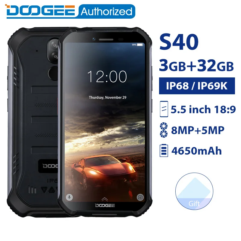 Online DOOGEE S40 IP68 IP69K wasserdichte smartphone MTK6739 Quad Core 3GB 32GB 5,5 Android 9.0 Handy 4650mAh 8.0MP Robuste telefon