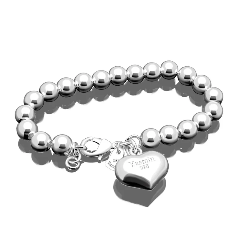 

Fashion 925 sterling silver heart-shaped bracelet.Women bracelet solid silver.The girl is contracted ball bracelet.lady jewelry