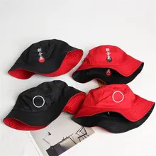 Из хлопка с принтом в виде надписи из двух сторон Панама для рыбака hat шляпы от солнца для мужчин и женщин 474