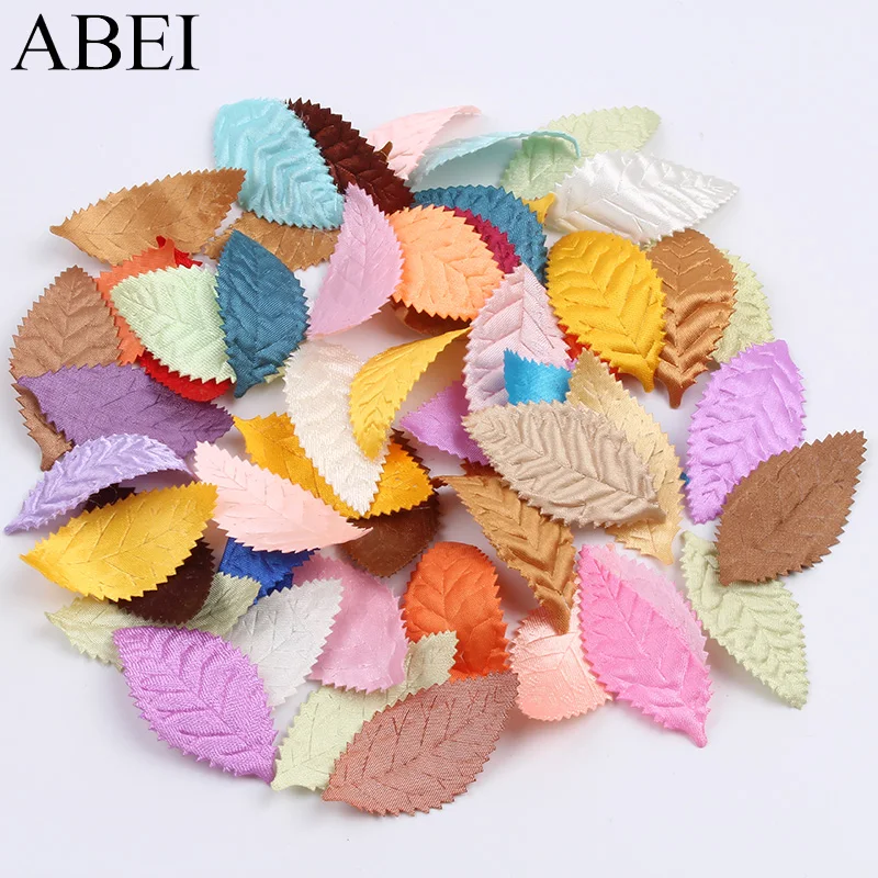 100pcs/lot Mix Colors Leaf Patch Artificial Silk Leaves For Wedding Party Scrapbook Decoration Fake flower leaf DIY Accessory